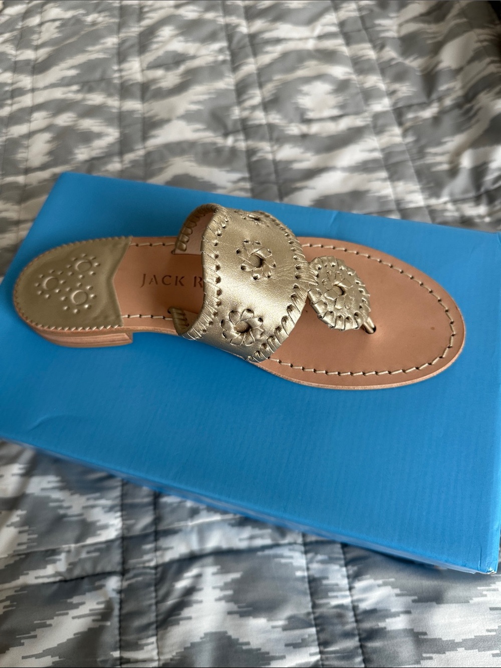 Jack Rogers Metallic Gold Leather Slide Sandal